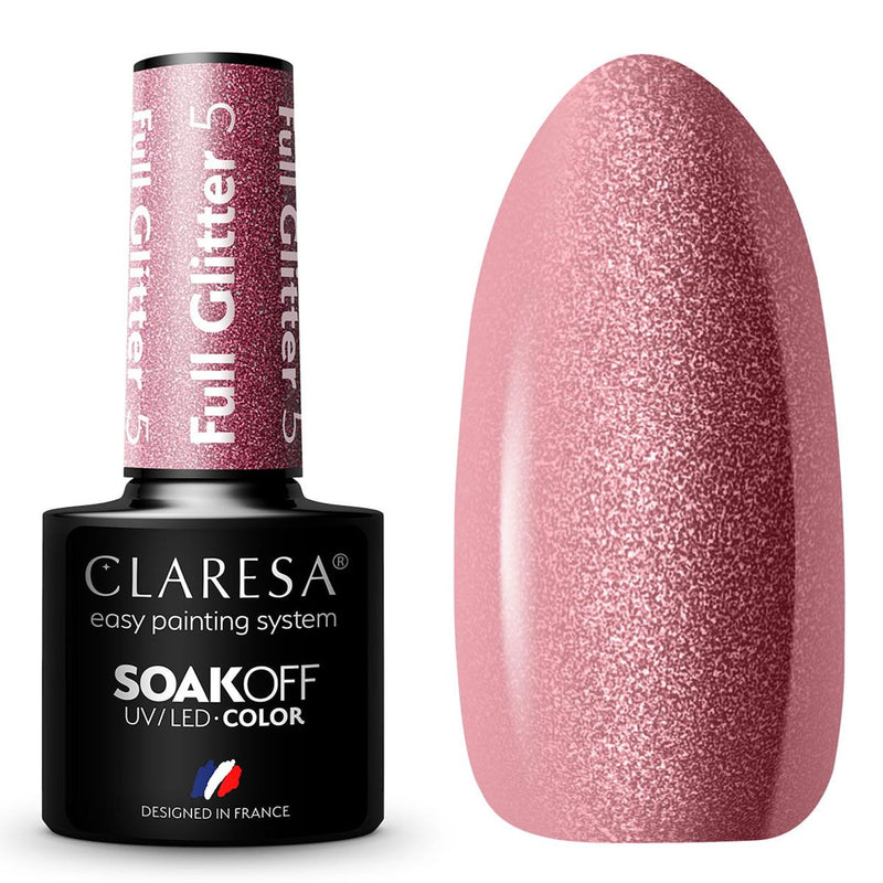 Afbeelding laden in galerijviewer, Claresa uv led gellak 5ml full glitter 5 warm pink

