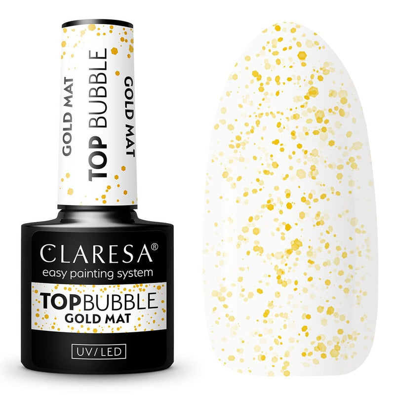Afbeelding laden in galerijviewer, Claresa top coat bubble gold mat no wipe 5ml
