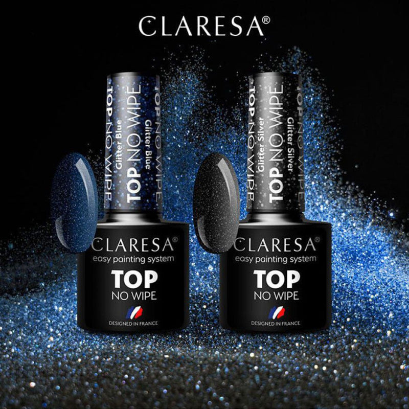 Afbeelding laden in galerijviewer, Claresa top coat no wipe glitter silver 5ml
