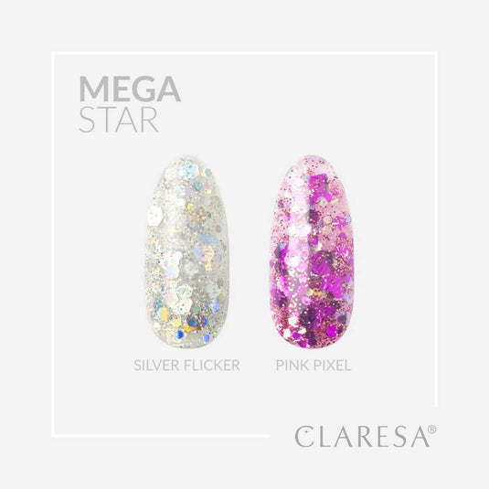 Claresa megastar silver flicker uv led art gel 10gr.