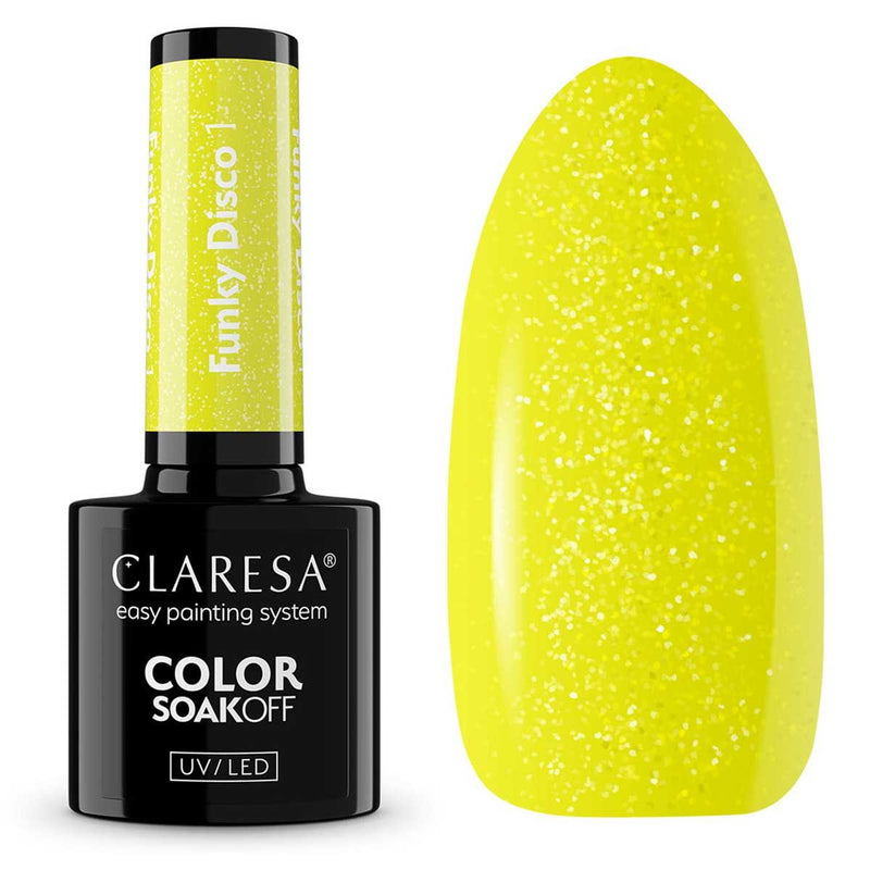 Afbeelding laden in galerijviewer, Claresa uv led gellak 5ml funky disco 1 yellow groove
