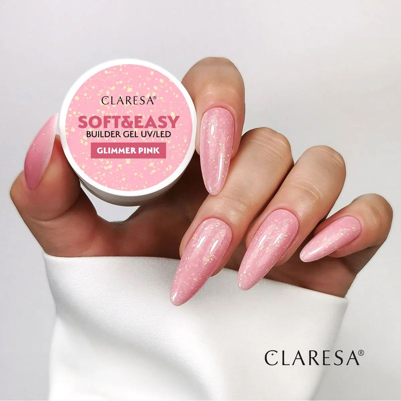 Afbeelding laden in galerijviewer, Claresa keratine soft easy builder gel glimmer pink 90gr.
