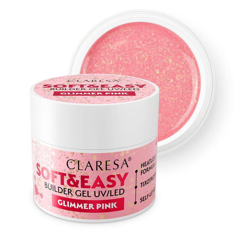 Afbeelding laden in galerijviewer, Claresa keratine soft easy builder gel glimmer pink 45gr.
