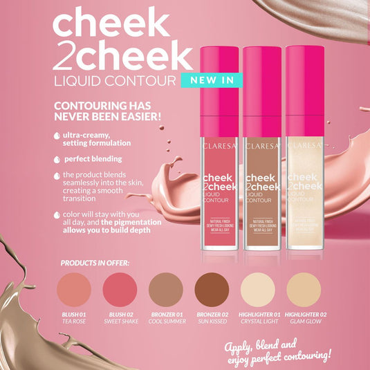 Claresa cheek 2 cheek liquid contour 01 cool summer 7gr.