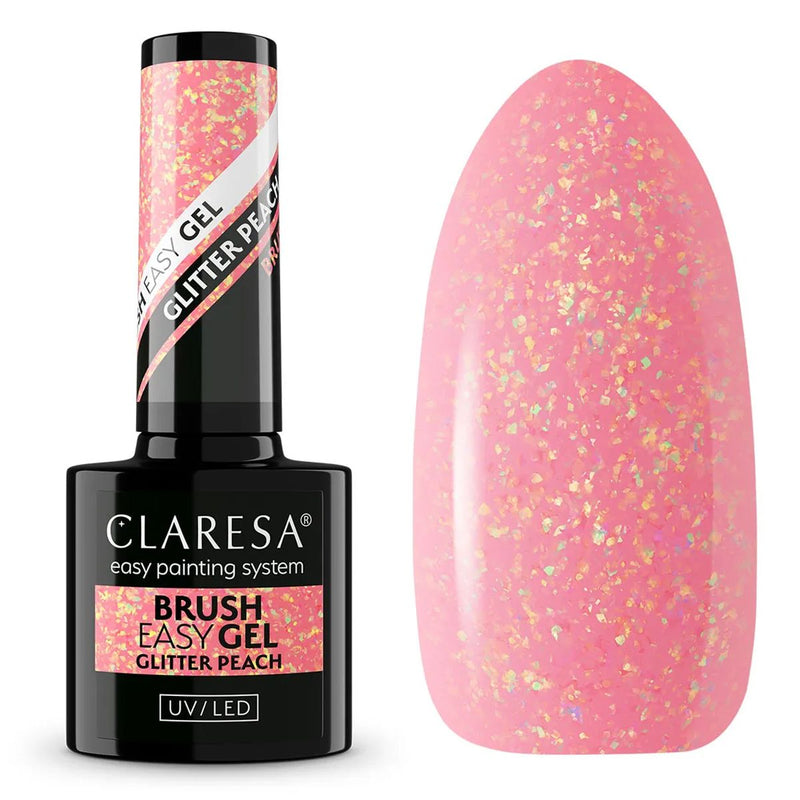 Afbeelding laden in galerijviewer, Claresa brush easy gel glitter peach 5ml
