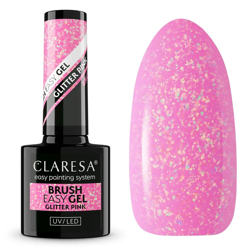 Afbeelding laden in galerijviewer, Claresa brush easy gel glitter pink 5ml
