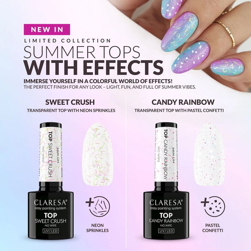 Afbeelding laden in galerijviewer, Claresa top coat no wipe candy rainbow 5ml
