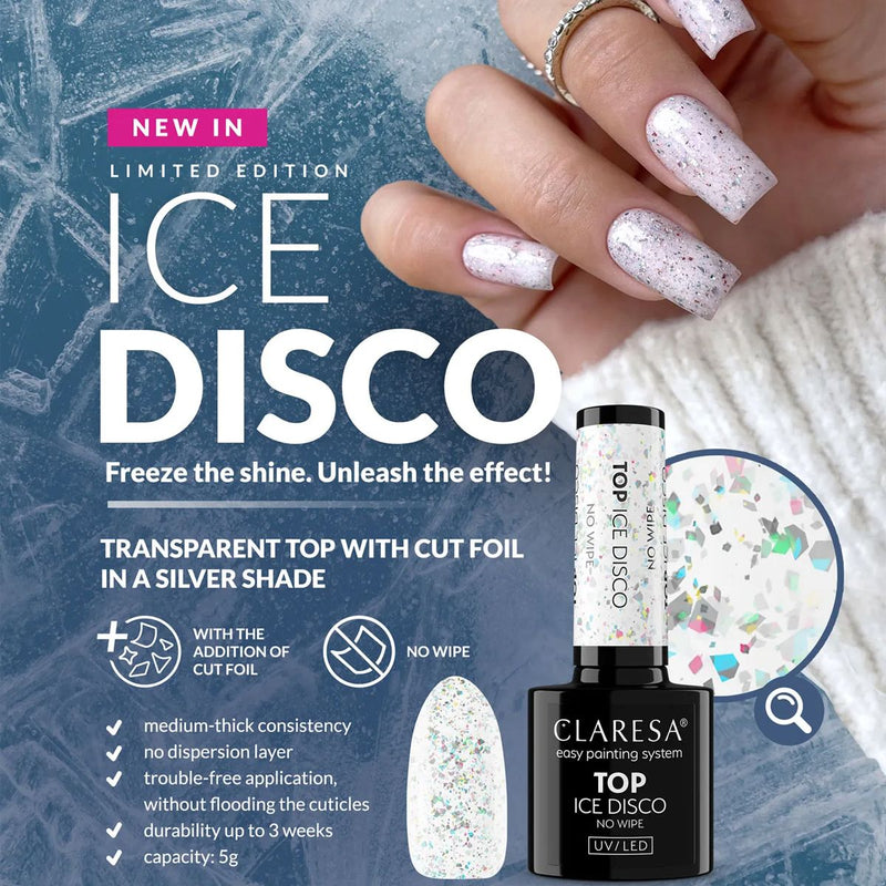 Afbeelding laden in galerijviewer, Claresa top coat no wipe ice disco 5ml
