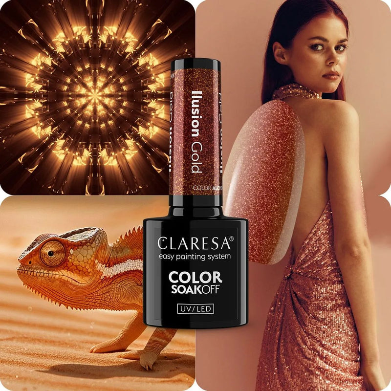 Afbeelding laden in galerijviewer, Claresa uv led gellak 5ml color alchemy - illusion gold

