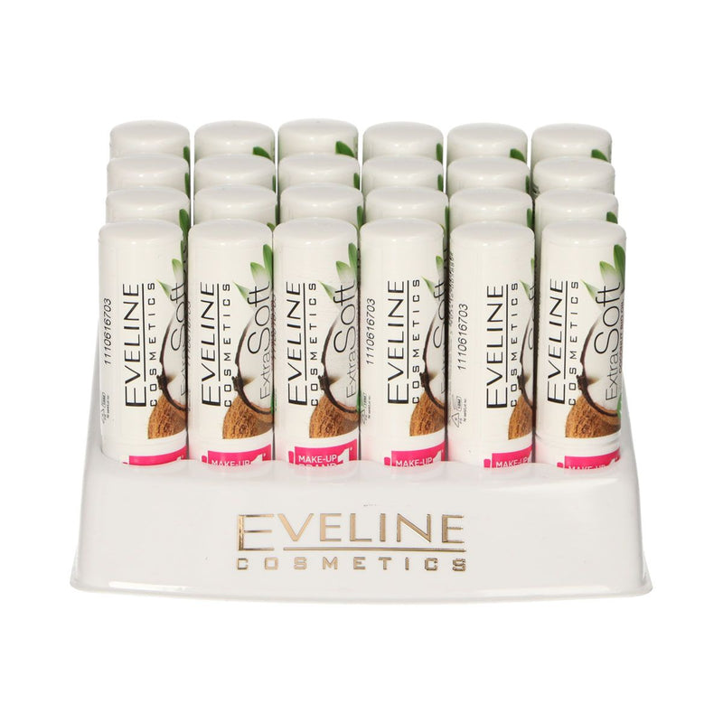 Afbeelding laden in galerijviewer, Eveline extra soft bio lip balm coconut display 24 stuks

