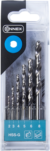 Afbeelding laden in galerijviewer, Connex producten set staalboren 2 8mm 6dlg blauw
