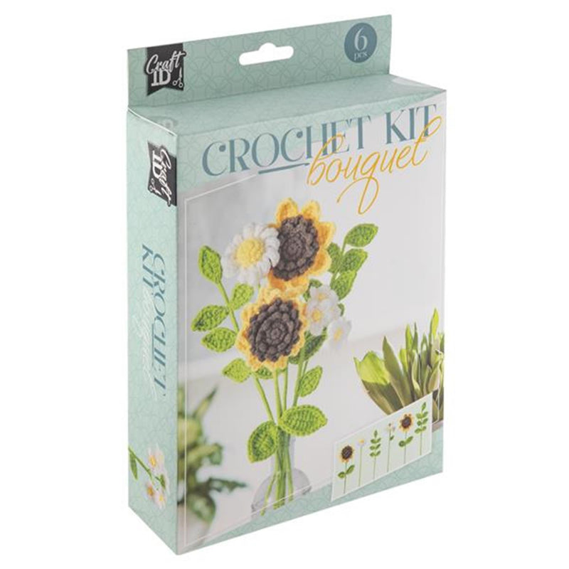 Afbeelding laden in galerijviewer, Craft id haakpakket bloemen boeket 6 zonnebloemen

