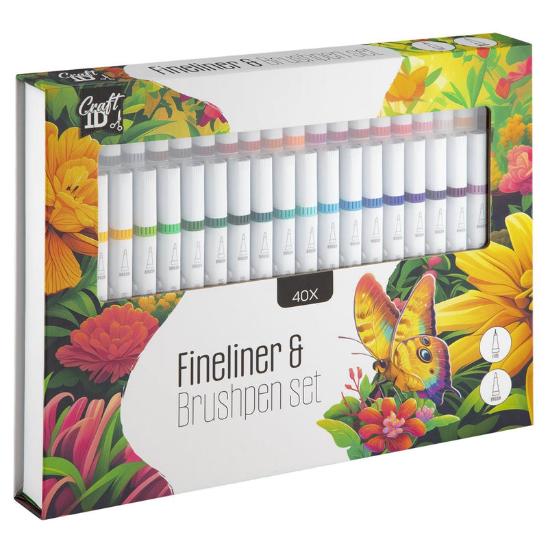 Afbeelding laden in galerijviewer, Craft id kleurset fineliner brushpen 40-delig
