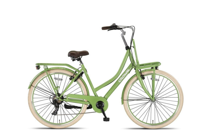 Afbeelding laden in galerijviewer, Crown berlin 28 inch 53 cm dames 7v v-brakes lichtgroen
