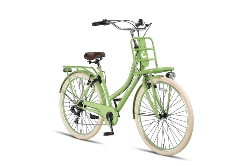 Afbeelding laden in galerijviewer, Crown berlin 28 inch 53 cm dames 7v v-brakes lichtgroen
