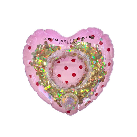 Opblaasbare bekerhouder roze hart