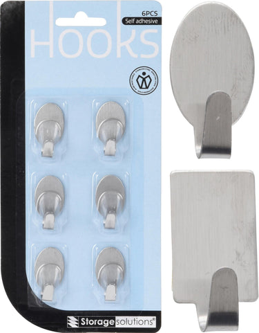 Storage solutions plakhaakjes rvs 6 stuks op kaart