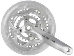 M-wave crankset 26 38 48t 170mm vlak +0mm 7-8sp met kettingrand zilver