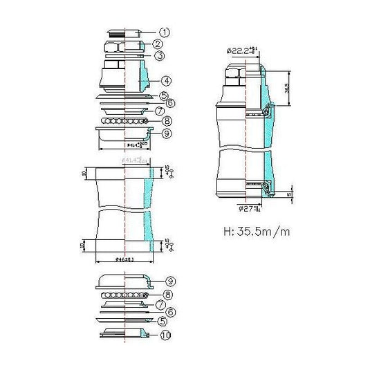 Tecora balhoofdstel verloop gazelle nm 22.2 41.4 27 semi gei