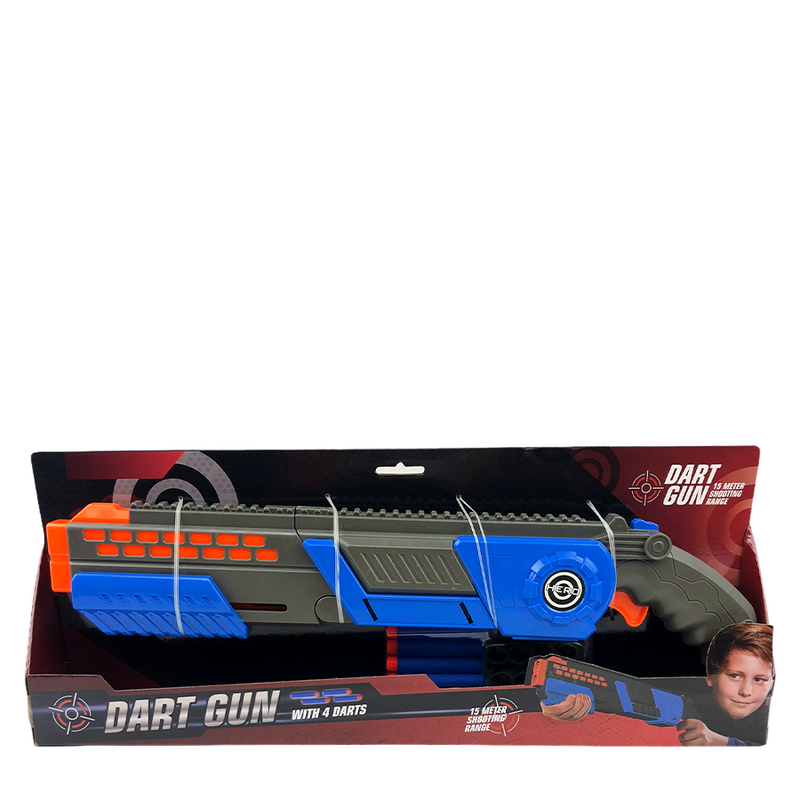 Afbeelding laden in galerijviewer, Dart gun shotgun met 4 darts blauw 47,5cm
