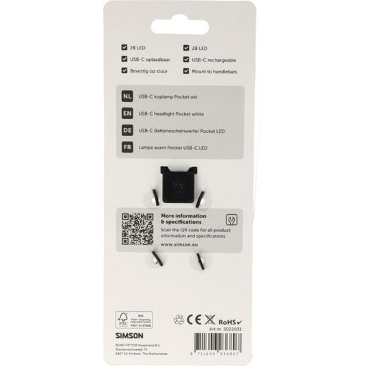 Simson koplamp pocket usb-c wit