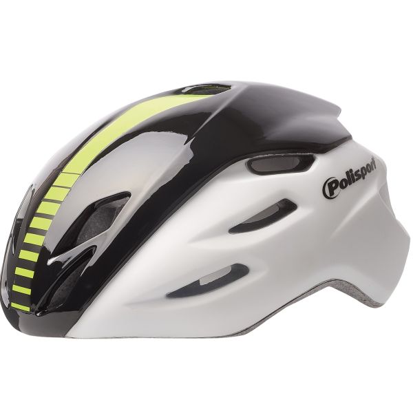 Afbeelding laden in galerijviewer, Polisport helm Aero Road mat wit glans zwart geel L 58-61cm
