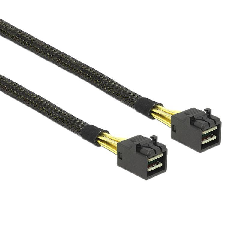 Afbeelding laden in galerijviewer, Delock mini sas hd sff-8643 > mini sas hd sff-8643 kabel (zwart, 0,5 meter)
