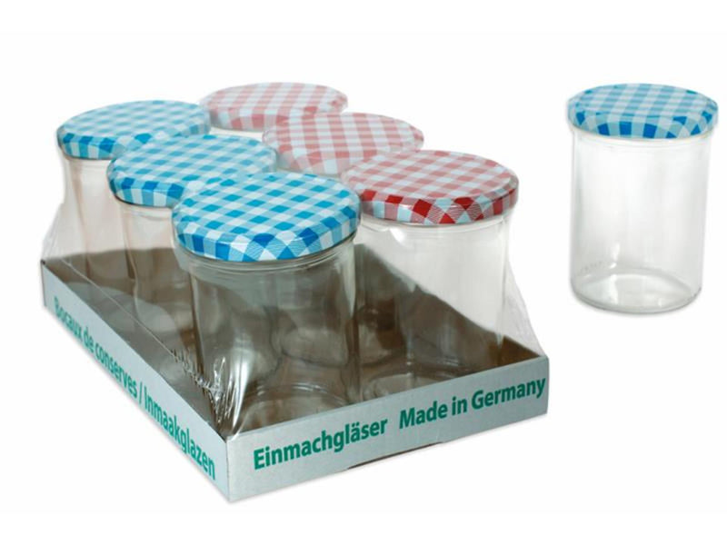 Afbeelding laden in galerijviewer, Deti weckglas weckpot jampot met geruit schroefdeksel 440 ml pak a 6 stuks
