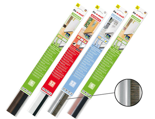 Fix-o-moll deurborstel premium zelfklevend - 1m - aluminium