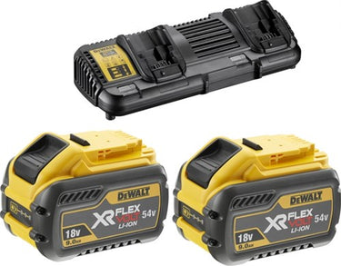 Dewalt dcb132x2-qw flexvolt starter kit - 2 x flexvolt accu 54v 9,0ah li-ion + dcb132 dubbellader