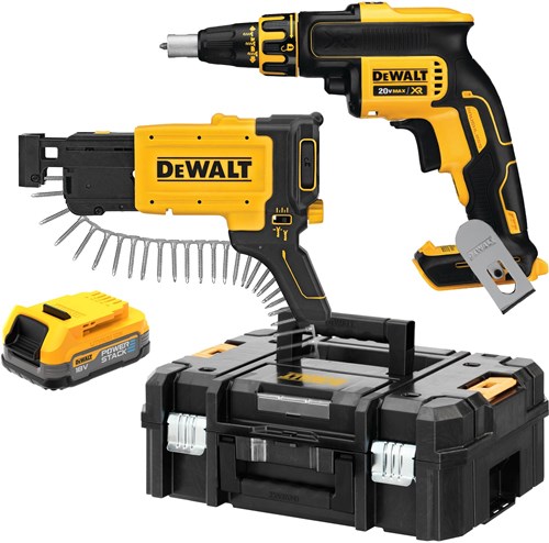 Afbeelding laden in galerijviewer, Dewalt dcf620e1k accu gipsplaatschroevendraaier | 1 4 | 18v xr powerstack (1x 1.7ah accu)
