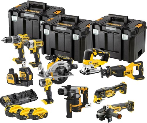 Afbeelding laden in galerijviewer, Dewalt dck1012p4t-qw | 10-delige combopack | xr 18 volt | 5,0 ah | li-ion | 4 accu's - dck1012p4t-qw
