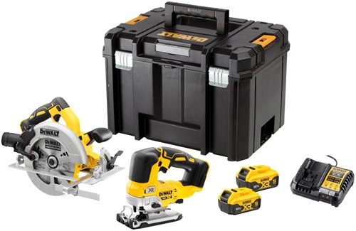 Afbeelding laden in galerijviewer, Dewalt dck2012p2t-qw | xr accu zaag twin kit 18v in tstak met dcs570 en dcs334 (2x 5.0ah accu + lader) - dck2012p2t-qw
