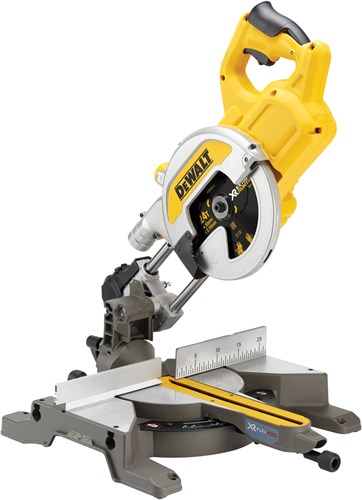 Afbeelding laden in galerijviewer, Dewalt dcs777t2-qw | xr flexvolt accu afkort- en verstekzaag 54v 216mm in doos (2x 6.0ah accu + dcb118 snellader) - dcs777t2-qw
