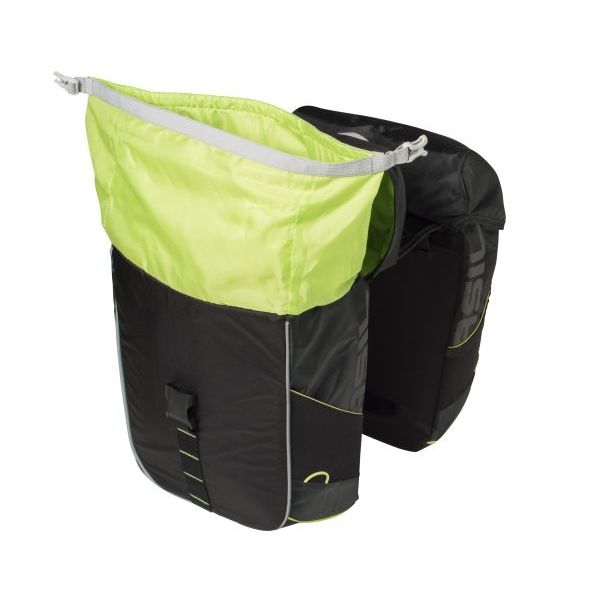 Afbeelding laden in galerijviewer, Basil Miles Double Bag - waterdichte dubbele fietstas, unisex, sportief, zwart-limoen
