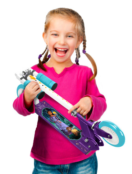 Afbeelding laden in galerijviewer, Disney Wish 2-wiel Kinderstep Opvouwbaar Voetrem Paars Blauw
