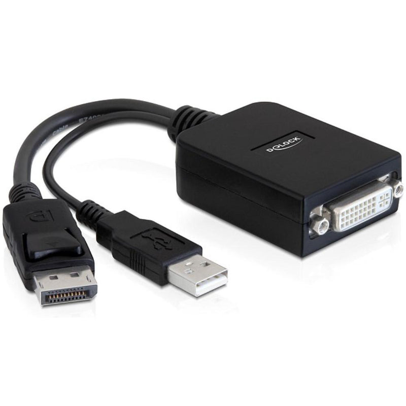 Afbeelding laden in galerijviewer, Delock adapter displayport > dvi-i (zwart, + usb (23cm), actief)
