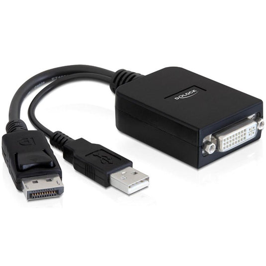 Delock adapter displayport > dvi-i (zwart, + usb (23cm), actief)