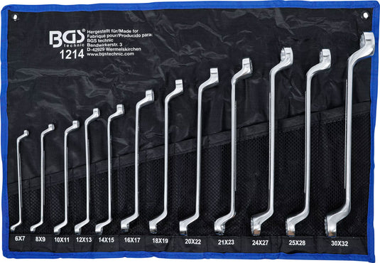 Bgs technic double ring wrench set cranked sw 6 x 7 - 30 x 32 mm 12 pcs.