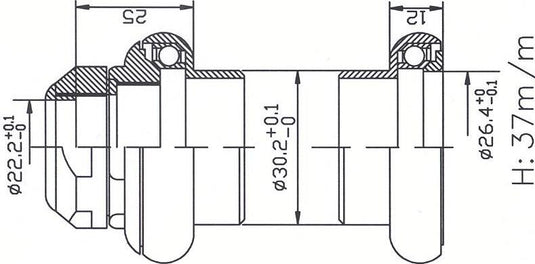 Tecora e balhoofdstel1 inch draad cartr alu 26.4 conus zilver