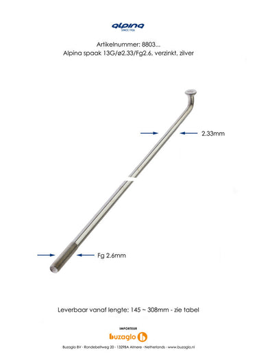 Alpina Spaken 13G (2,34mm) 282mm Zink (P36)