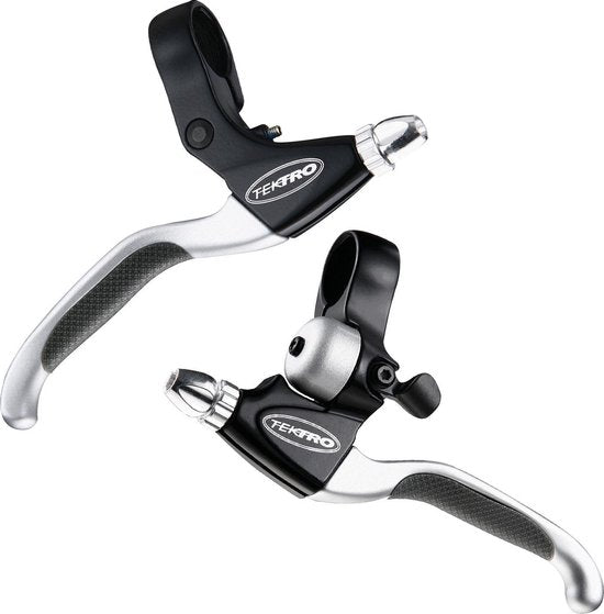 Afbeelding laden in galerijviewer, TEKTRO CL530TS+CL533RT Rollerbrake remgreepset 4-vinger zwart satijn met bel (hangverpakking)
