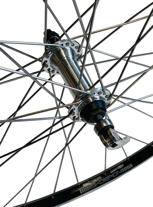 Rodi voorwiel 28 - 622x19 skorpion alu. zwart fm21 qr sp. 14 rvs