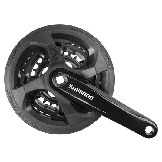 Messingschlager shimano fc-ty301 tourney kettingwiel set 6 7 8 spd. 170 mm. 42 34 24 zwart (-6 mm diep)