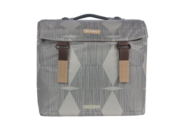 Afbeelding laden in galerijviewer, Basil Elegance dubbele fietstas, gerecycled PET, waterkerend, MIK, zwart, 40-49L
