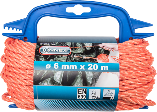 Afbeelding laden in galerijviewer, Connex pp touw 6mm 70kg oranje haspel 20m - dy2701761
