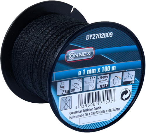 Afbeelding laden in galerijviewer, Connex pa touw zwart 1mmx100m - dy2702809
