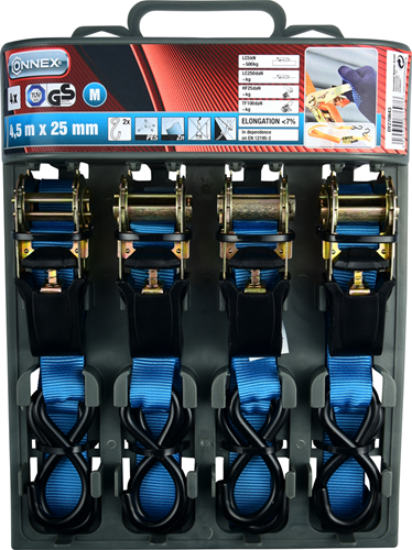 Afbeelding laden in galerijviewer, Connex set 4 spanriemen 4.5m ratel 500kg - dy270643
