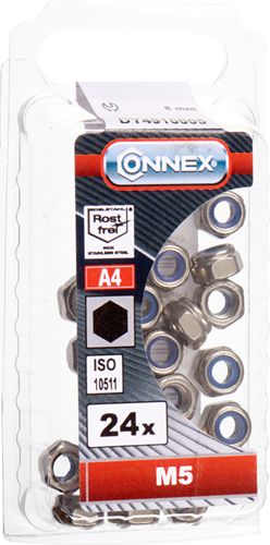 Afbeelding laden in galerijviewer, Connex borgmoer + nylonring m5 24st rvs-a4 - dy4910005
