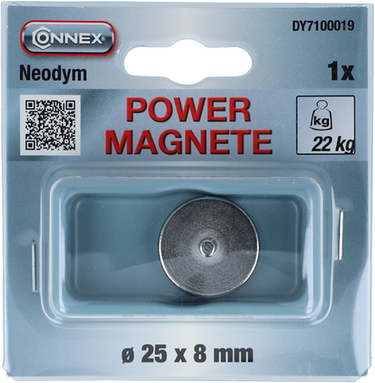 Connex magneet neodym d25mm m5-bout 22kg - dy7100019